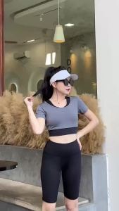 Đồ Tập Gym Yoga Aerobic Nữ Áo Cộc Tay Quần Ngố Phối Màu Có Mút Chất Liệu Thun Lạnh Co Giãn 4 Chiều- NG27