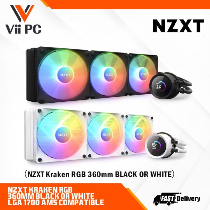 (NEW VERSION) NZXT Kraken RGB 360mm AIO RGB CPU Liquid Cooler LCD ...