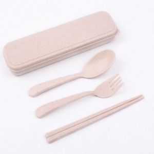 SENDOK GARPU SUMPIT PORTABLE SET / ALAT MAKAN BAHAN ALAMI JERAMI GANDUM / SENDOK MAKAN / SENDOK JERAMI GANDUM