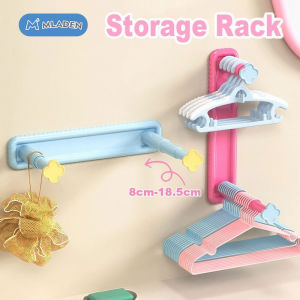 MLADEN Hanger Storage Rack Wall Mounted Non Perforated Retractable Rack Double Layer Hanging Hook Storage