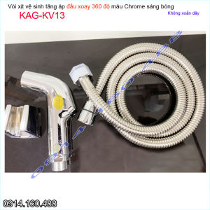 Vòi xịt vệ sinh KAG-KV13 xoay 360 độ dây không xoắn vòi rửa ấn tay bồn cầu Crom bóng tia nước mạnh chịu áp lực mạnh chung cư nhà cao tầng siêu bền sử dụng tốt