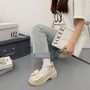BETSY STORE Giày da nữ Mary Jane Nhật Bản giày da nhỏ mũi tròn nơ dễ thương giày da đế bằng thời trang và đa năng giày da nữ thông thường