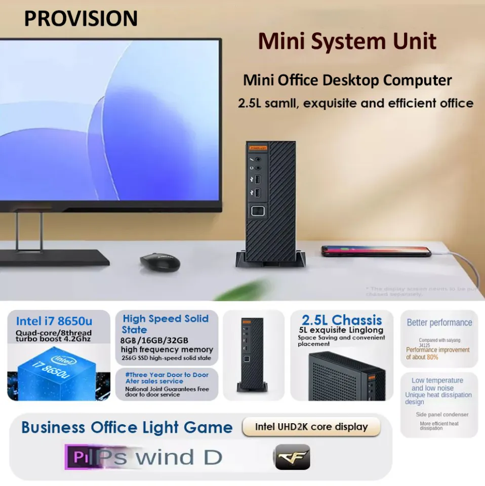 PROVISION Mini PC Computer Desktop computer Intel Core I7 8650U