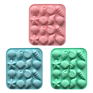 16 Cavity Starfishes Shell Flexible Silicone Molds for Chocolate Candy Heat Resistant Baking Mould for Cake Dessert