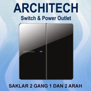 Architech V16-Bk02A Diamond Black Sakelar/Saklar/Cetekan 2 Gang 1 Arah