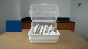 [Live] Double Lock ที่คว่ำจาน ไซส์ XL ที่คว่ำจานทรงโค้งมน (มีฝาปิด) กันฝุ่นละออง กันแมลง พลาสติก กล่องเก็บจาน ที่คว่ำจานมีฝาปิด รุ่น 2408