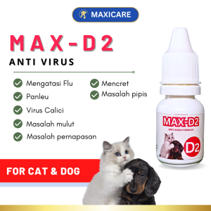 OBAT KUCING D2 ANTIBIOTIK KUCING ANJING TETES - PENCERNAAN - PERNAFASAN - ANTI VIRUS KUCING ANJING CLEVER SOLUTION MAXICARE ROYAL CARE MAX D2