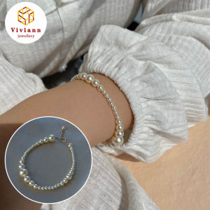 Viviann Original 14k Gold Filled Strong Bright Pearl Bracelet Womens Vintage Pearl Bracelet New Fashion Jewelry for Women Round Beads Charm Bracelet Birthday Gift For Womens Fine Jewelry