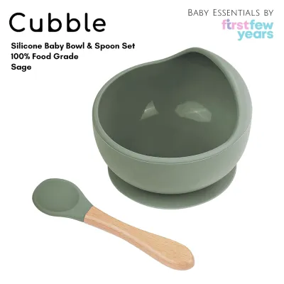 Cubble Silicone Suction Bowl with Spoon Set (6 Colors) Baby Bowl with Feeding Spoon - 100% Food Grade Silicone