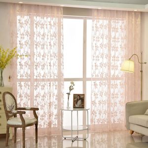 AnneyOneDecor Rèm Cửa Sổ Thêu Cửa Sổ Phòng Khách Rèm Voan Vải Tuyn Rèm Ren Màu Hồng Cho Bé Gái