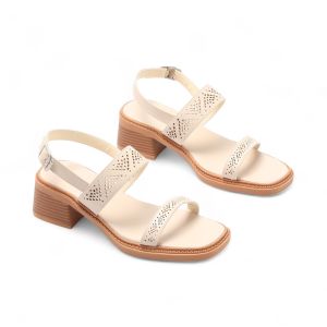 [Form to] Giày Sandal Nữ 5cm Quai Ngang Cutout Laser Thời Trang Pixie H401