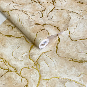 WALLPAPER DEKORASI DINDING STIKER DINDING RUANGAN MOTIF MARMER CREAM GOLD 45CM X 8M