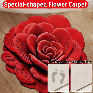[3D effect] Special-shaped Flower Diatom Mud Carpet Anti-slip Entrance Doormat Living Room Bedroom Bathroom Carpet