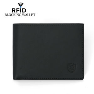RFID memblokir Man Wallet nipis dengan Pocket Coin Slim pepejal Black Bank pemegang kad kredit untuk lelaki pendek lelaki Purse kulit tulen