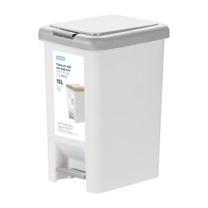 Inochi Hiro Rectangular Pedal Bin 15L – Dual-Mode Antibacterial Trash Can with Lid and Bag Hook