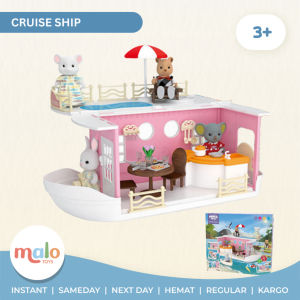 MALOTOYS - Koala Diary Bus Cruise Boat Ambulance School Bus Caravan Picnic Doll Family House Families Play House Rumah-Rumahan Besar Boneka Pretend Play Boy Girl Villa Kayu Mainan Anak Large Malo Toys