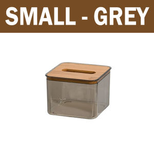 RakanKu MALAYSIA Home Living 100% Bamboo Wood Lid Tissue Storage Box Transparent Napkin Holder Dust-Proof Premier Tissue Box Organizer Kotak Tisu 纸巾盒