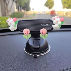 MIRELAE Suction Cup Car Phone Holder Adjustable Viewing Angle Gravity Clamp Car Mobile Holder Cute Anti-Slip Support Dashboard Phone Mount Cartoon Decor