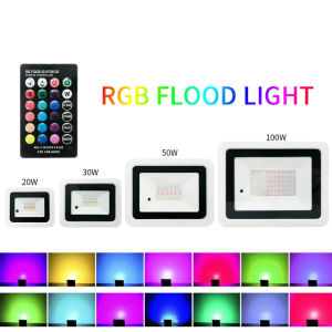LED RGB Flood Light 100W 50W 30W 20W AC 220V IP68 Waterproof Outdoor Spotlight Street Light Foco LED Projector RGB Reflector