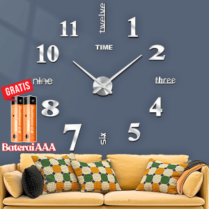 TaffHOME Jam Dinding Besar 90-100cm Jumbo Mewah Ruang Tamu Aesthetic DIY Giant + 2 Pcs Baterai AAA