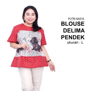 Blouse Big Size Wanita Atasan Batik Lengkap S-M-L-XL-2L-3L-4L-5L-6L-7L Model Blus Jumbo Seragam Batik / Blus Pendek Big Size / Atasan Kerja Wanita Jumbo Kantor / Blouse Jumbo Formal Kerja LD 140