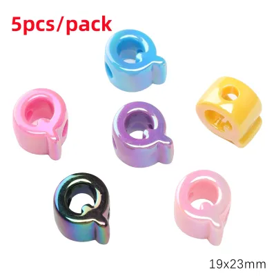 ManilaGo 5Pcs Chunky Letters UV plated Acrylic Large Hole Letter Beads Can Be Used for DIY pendant Keychain