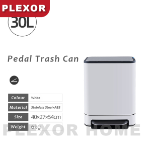 Plexor 30L/45L Large Kitchen Trash Can with Soft Slow Lid Stainless Steel Thickened Body Rectangular Pedal Trash Can Durable Pedal Removable Plastic Inner Bucket Waste Bin Garbage Can for Kitchen Commercial Home Office Garbage Can