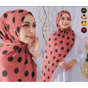 Pashmina Plisket Polkadot: Kerudung & Baju Wanita