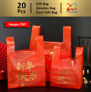 Cute Gift Bag [20pcs] Goodies Bag Door Gift Chinse New Year Party (126) Lucky Happy New Year Red Thickened Plastic Bag