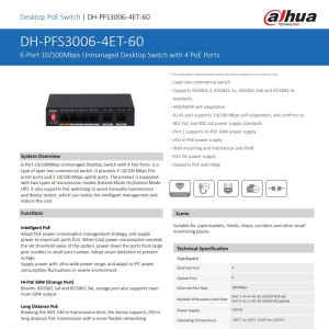 Dahua 4-Port/6-Port/10-Port PoE switch(Unmanaged)(Hi-PoE) 10/100Mbps Fast Ethernet Switch