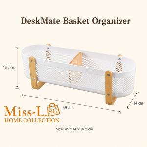 DeskMate Versatile Household Basket Organizer White ABS Real Wood Desk Kitchen Bathroom Storage