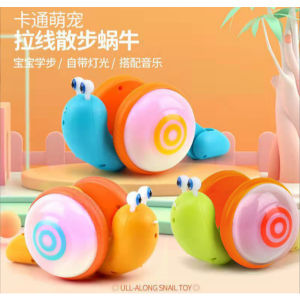 Bevavar Kids Toddler Crawling Toys Crawl Cartoon Snail Car Electric Trailer Toddler Walking Cartoon Baby Toy Mainan Bayi