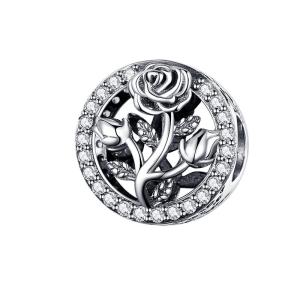 BAMOER ลูกปัดดอกกุหลาบแบบย้อนยุค100% 925เงินสเตอร์ลิงลูกปัดทรงกลมนําโชคพอดีกับสร้อยข้อมืองูเครื่องประดับแฟชั่นสําหรับผู้หญิง SCC1189