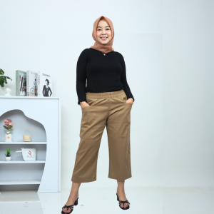 QUTBY- CELANA KULOT WANITA KOREAN CROP / CELANA KULOT CROPED KOREAN BAHAN KATUN TWILL TEBAL