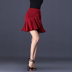 ชุดกระโปรงสะโพกกระโปรงเต้นรำผู้ใหญ่ผ้าลาตินจับจีบผ้าชะอำชารัมบากระโปรงเต้นรำเอส-3XL