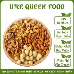 Granola Siêu Hạt Mix 4 Loại Hạt Cao Cấp: Nhân Macca - Hạt Điều - Hạnh Nhân - Óc Chó Vàng Hạt Dinh Dưỡng Healthy Giàu Dinh Dưỡng Tốt Cho Sức Khoẻ Bà Bầu Ăn Vặt Healthy Cho Dân Văn Phòng Ăn Vặt Giảm Cân Đỉnh Cao- Ure Queen Food