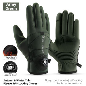 WEST BIKING Winter Men Women Warm Gloves Windproof Self-Locking Touchscreen Cycling Gloves Outdoor Sports Fishing Ski Running Motorcycle Scooter MTB Gloves