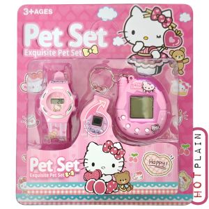 Jam Tangan + Mini Tamagoci Karakter Funny Little Toy peliharaan digital Pet Jam Set FHLC