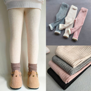 Autumn Winter Girls Pants Thickening Warm Fleece Pants For Girls Leggings Kids Baby Elasticity Slim Stripe Trousers