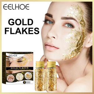 Eelhoe Gold Flakes Edible Grade Genuine Gold Leaf Flake Cooking Drink Food Dessert Cake Ice Cream Safety Decoration Face Beauty Mask（2pcs）