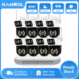 Hamrol 8MP H.265 Dual lens PTZ WiFi Camera System Color Night Vision Wireless NVR Set CCTV