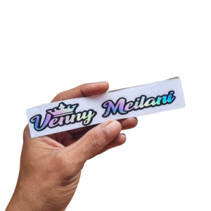 Cutting Stiker Hologram Custom Nama Mahkota Lucu