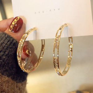 Simple fashion metal crystal geometry multilayer Women Hoop Earrings