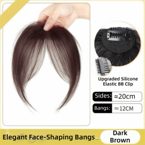 BETTERFORM Fluffy Top French Bangs Wig Piece Synthetic Hair Invisible Clip Eight Character Bangs Forehead Framing Synthetic Wig Bangs Female Use