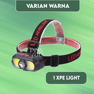 Senter LED COB 1200mAh 3 Mode SOS Headlamp Adjustable Camping Hiking