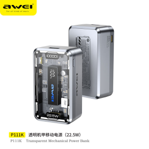Awei P111K 10000mAh PD 22.5W Mini Power bank Fast Charging Powerbank LED Digital Display With RGB Light Small Size For iPhone Samsung Pixel iPad OPPO Vivo Xiaomi Honor Realme Huawei Etc.Safe battery Safe battery Fast Charging Without Damaging The Device