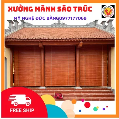 Mành sáo trúc che nắng ban công rộng 1m50 x cao 15mx2m x2m50x3mrèm trúc treo cửa sổ Màn sáo che mưa cho mái hiên có dây kéo ròng rọc đầy đủ