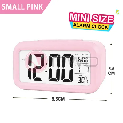《 𝗔𝗨𝗧𝗢 𝗦𝗘𝗡𝗦𝗢𝗥 》Digital LCD Smart Temperature Mute Backlight Alarm Clock Snooze Temperature Date Student Jam Meja 闹钟