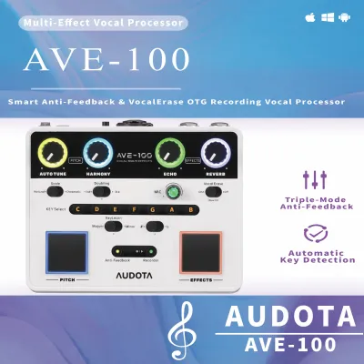 AUDOTA AVE-100 multi-sound effect sound effect two auto-tune vocal correction modes pitch assistance