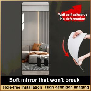 Full-length Mirror No Breakage Soft Mirror High Crystal Clarity Self-adhesive Wall Does not Take Up Much Space